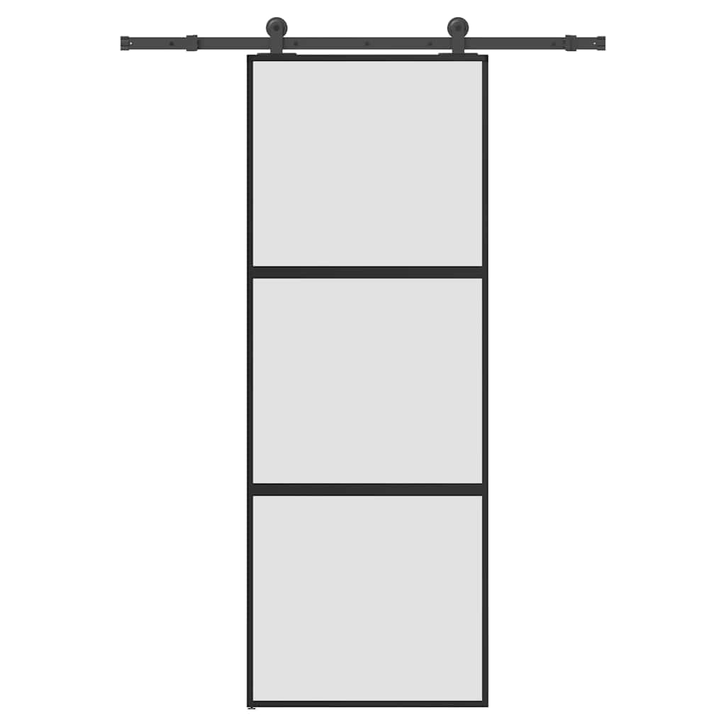 Skyvedør med monteringssett 76x205 cm herdet glass og aluminium