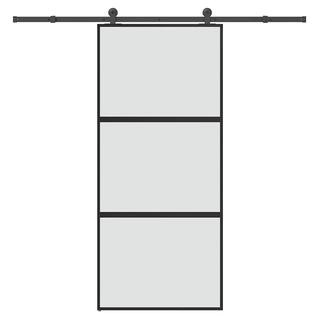Skyvedør med monteringssett 90x205 cm herdet glass og aluminium vidaXL