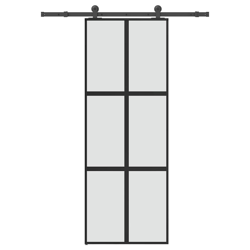 Skyvedør med monteringssett 76x205 cm herdet glass og aluminium