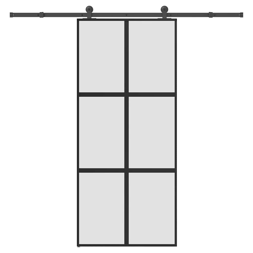 Skyvedør med monteringssett 90x205 cm herdet glass og aluminium vidaXL