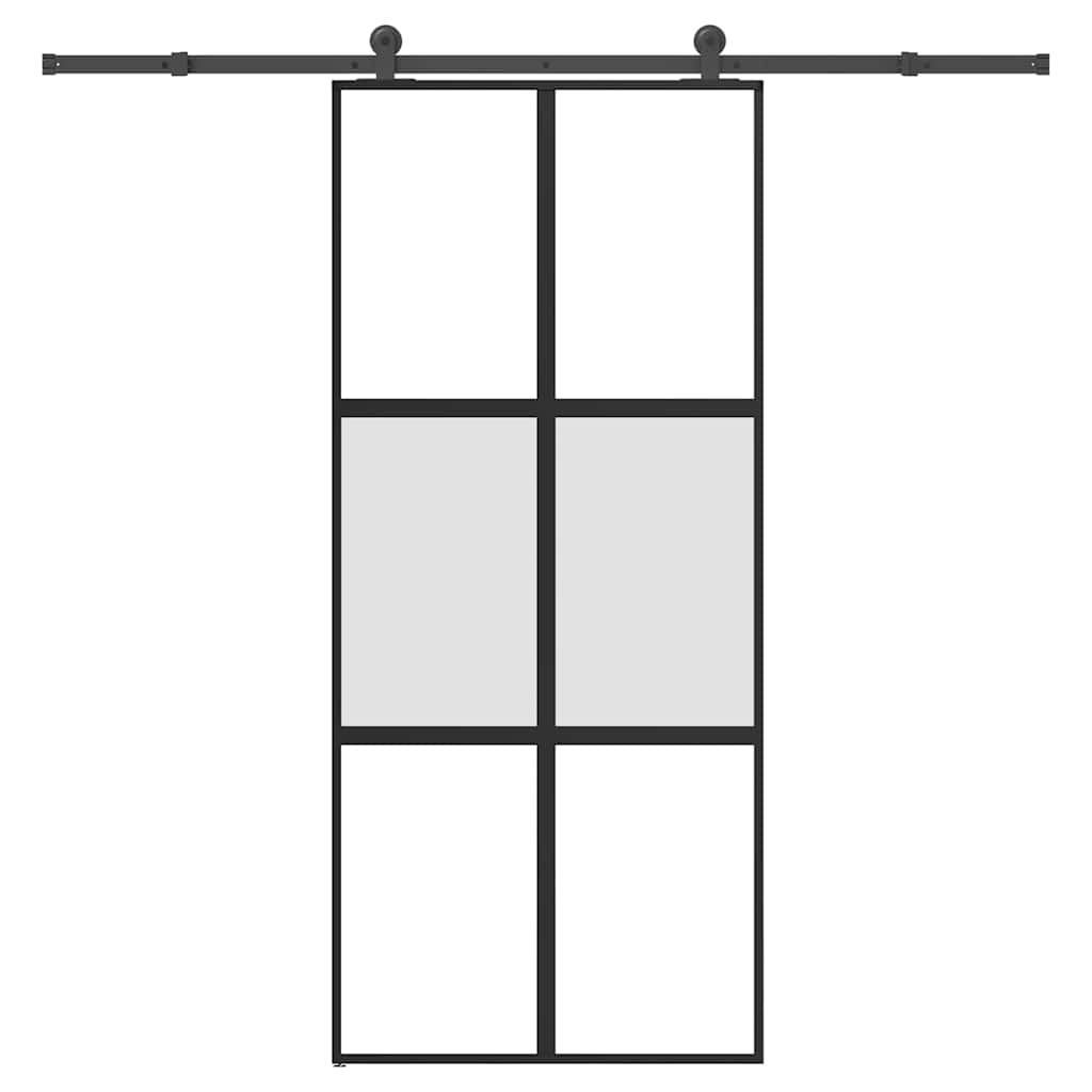 Skyvedør med monteringssett 90x205 cm herdet glass og aluminium vidaXL