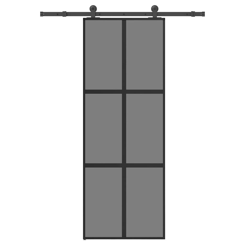 Skyvedør med monteringssett 76x205 cm herdet glass og aluminium
