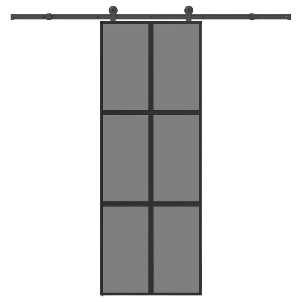 Skyvedør med monteringssett 76x205 cm herdet glass og aluminium