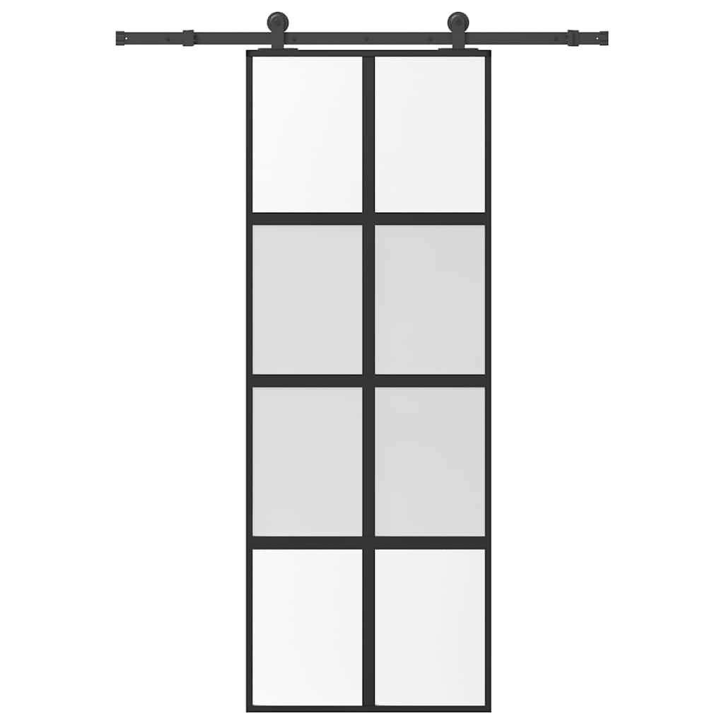 Skyvedør med monteringssett 76x205 cm herdet glass og aluminium