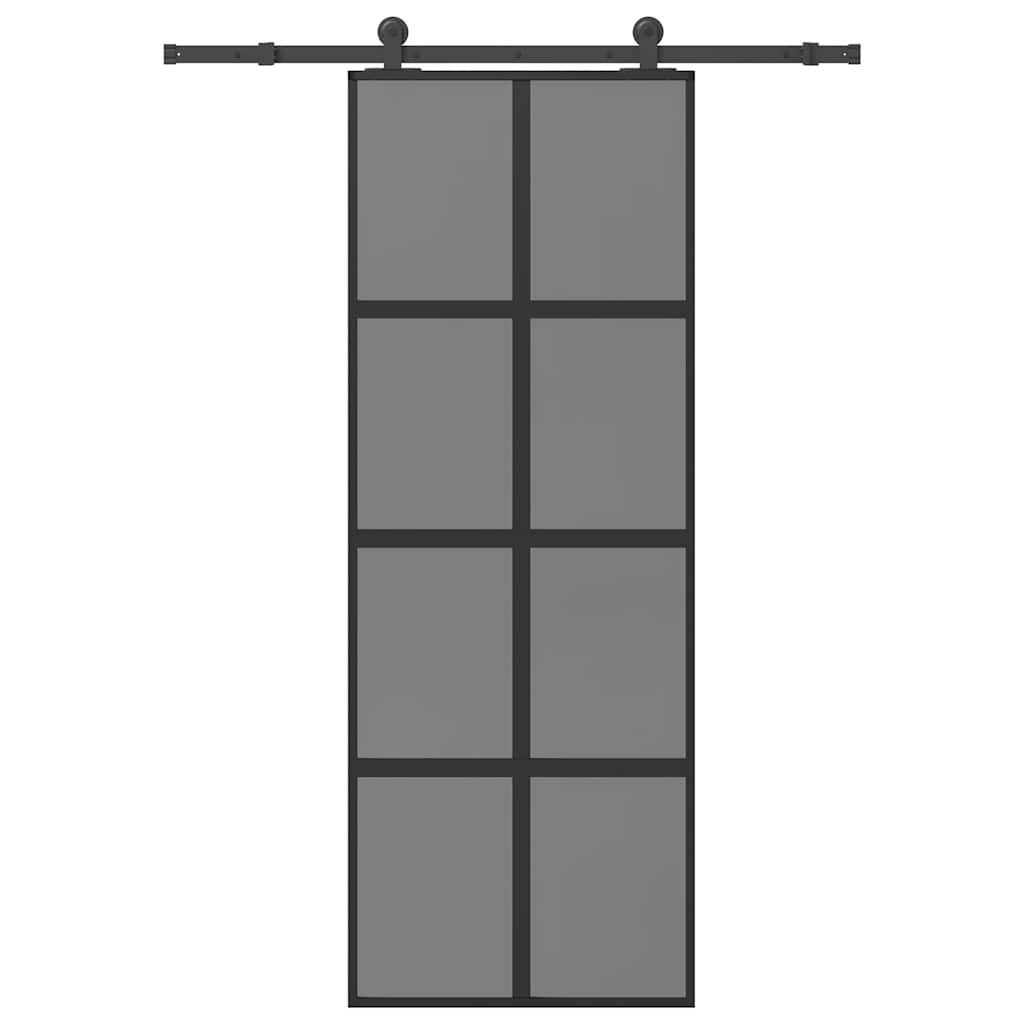 Skyvedør med monteringssett 76x205 cm herdet glass og aluminium