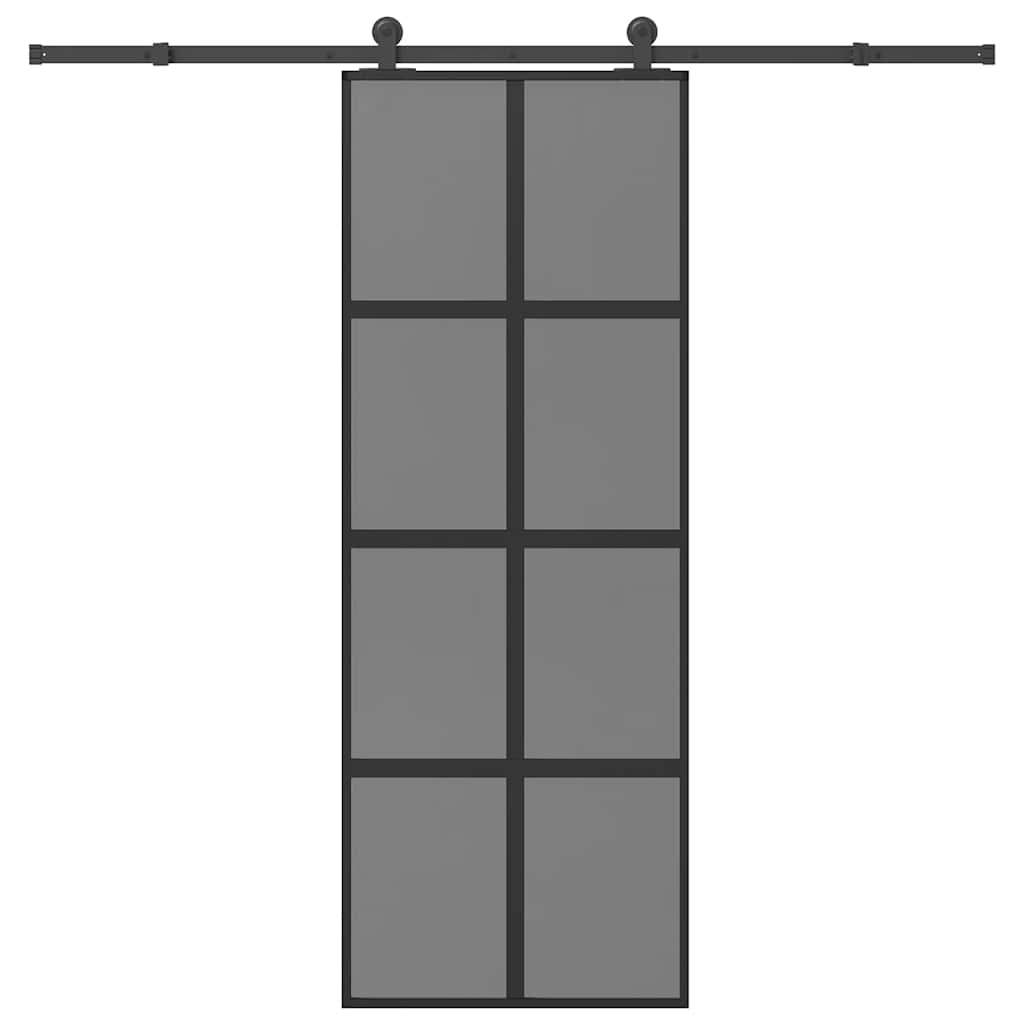 Skyvedør med monteringssett 76x205 cm herdet glass og aluminium