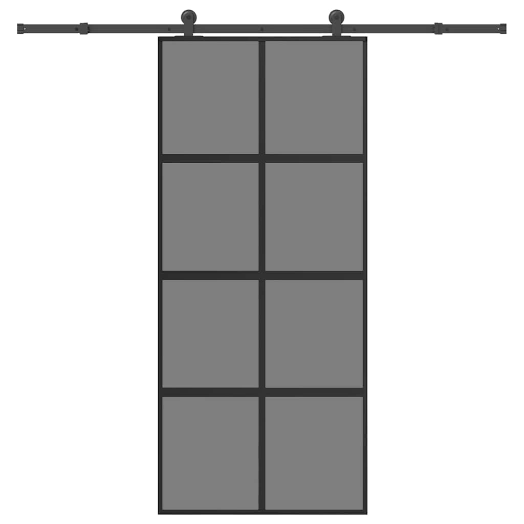 Skyvedør med monteringssett 90x205 cm herdet glass og aluminium