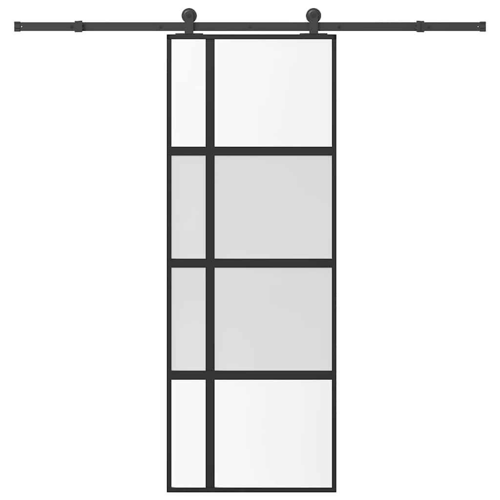 Skyvedør med monteringssett 76x205 cm herdet glass og aluminium vidaXL