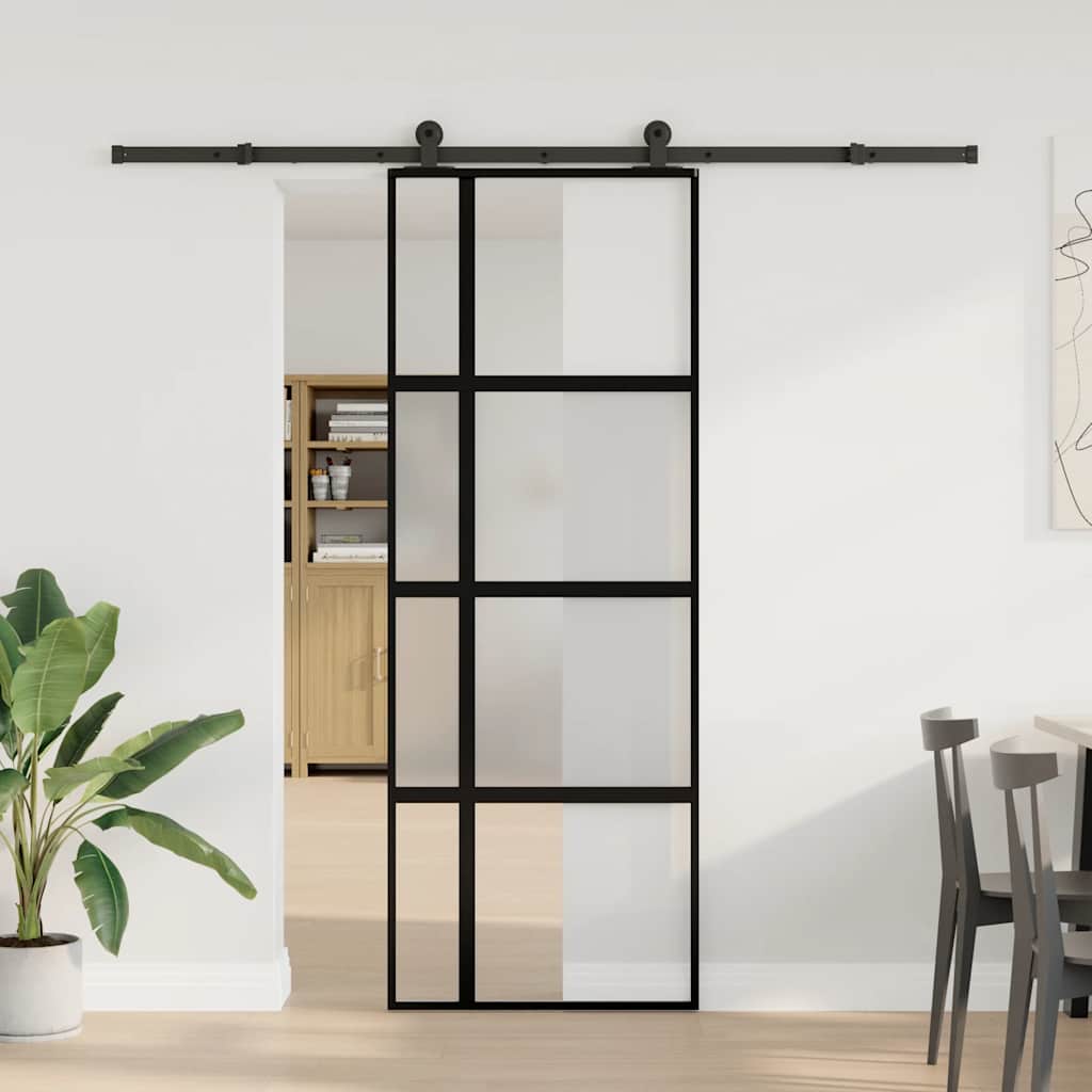 Skyvedør med monteringssett 76x205 cm herdet glass og aluminium vidaXL