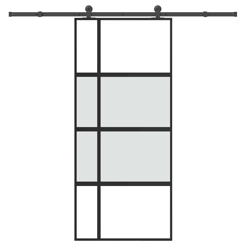 Skyvedør med monteringssett 90x205 cm herdet glass og aluminium vidaXL