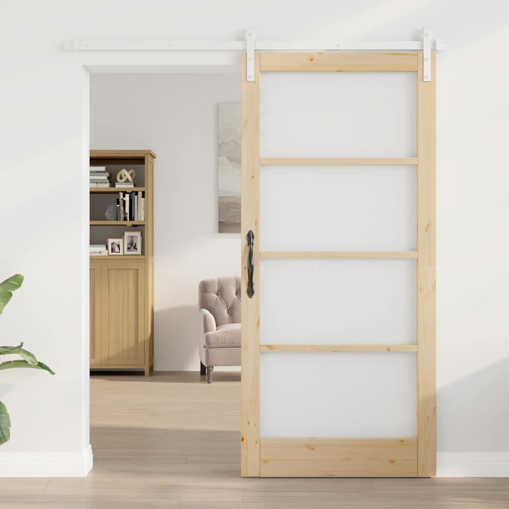 Skyvedør ORKDAL Naturlig 93 x 202 cm Massivt furutre og glass