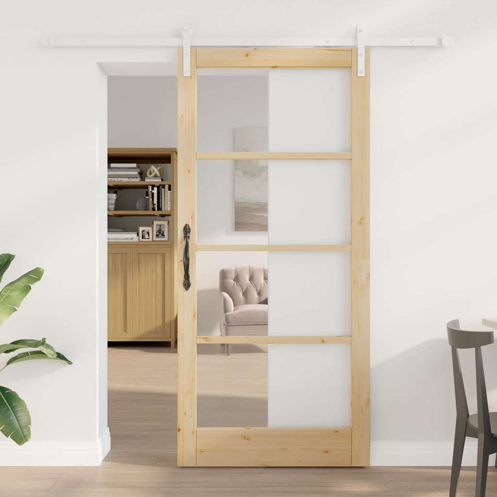 Skyvedør ORKDAL Naturlig 93 x 202 cm Massivt furutre og glass