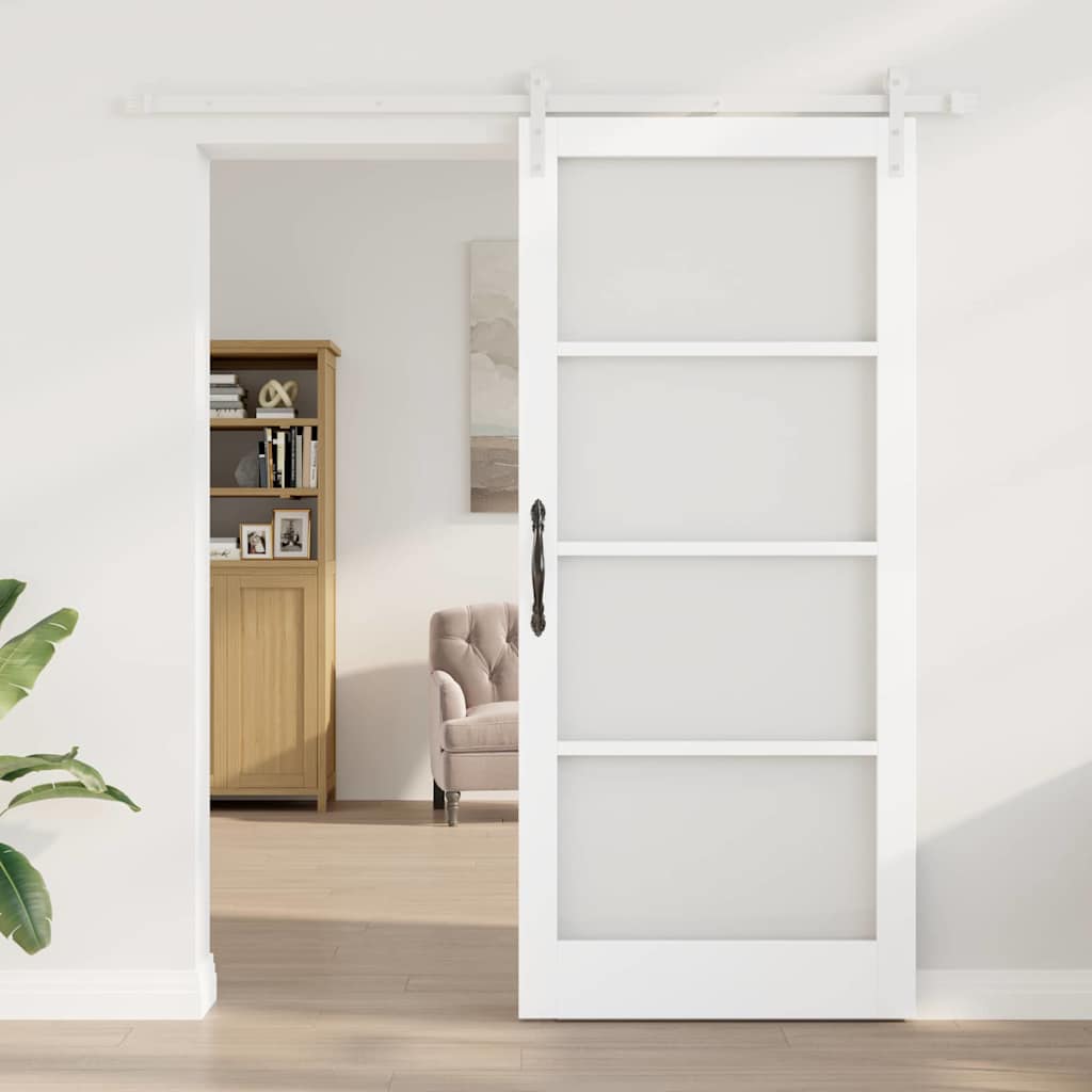 Skyvedør ORKDAL Hvit 93 x 211 cm Massivt furutre og glass