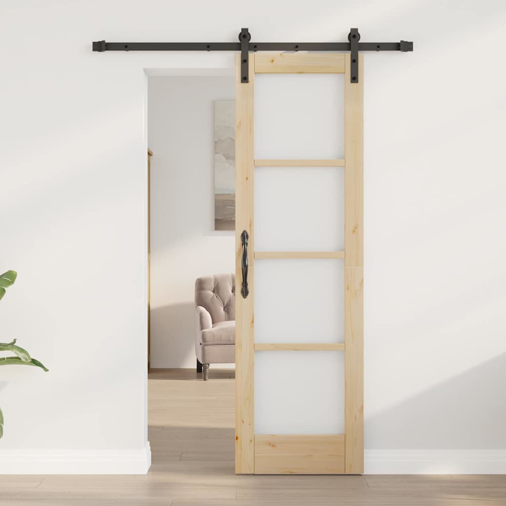 Skyvedør ORKDAL Naturlig 61 x 198,5 cm Massivt furutre og glass
