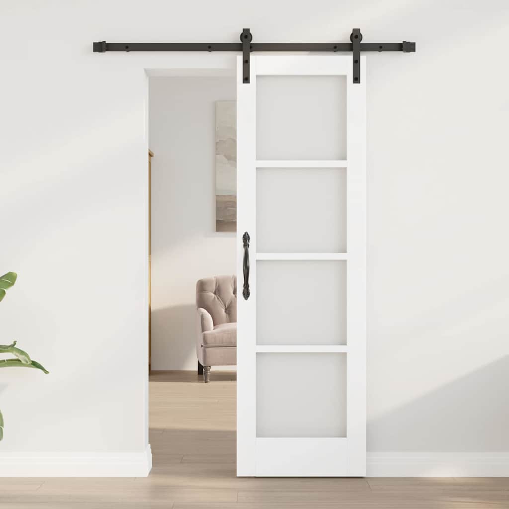 Skyvedør ORKDAL Hvit 61 x 198,5 cm Massivt furutre og glass