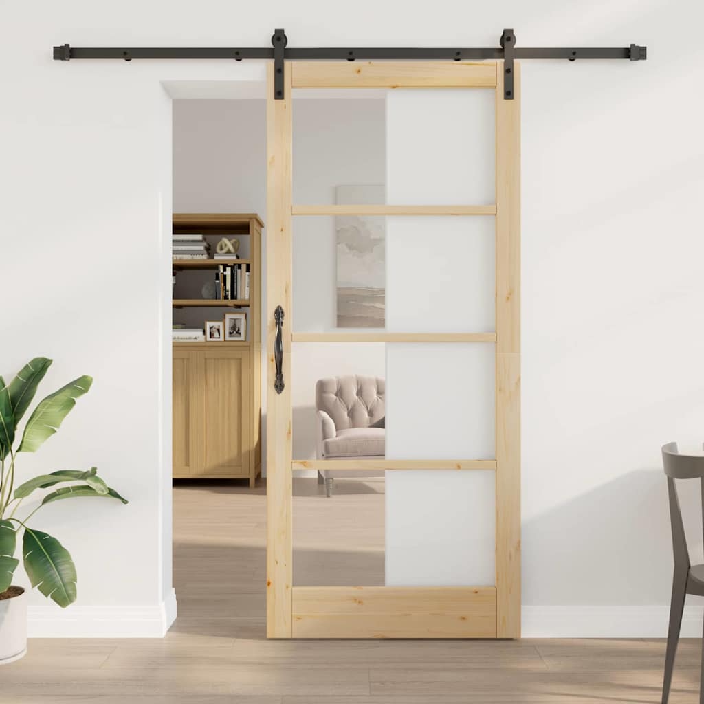 Skyvedør ORKDAL Naturlig 93 x 211 cm Massivt furutre og glass