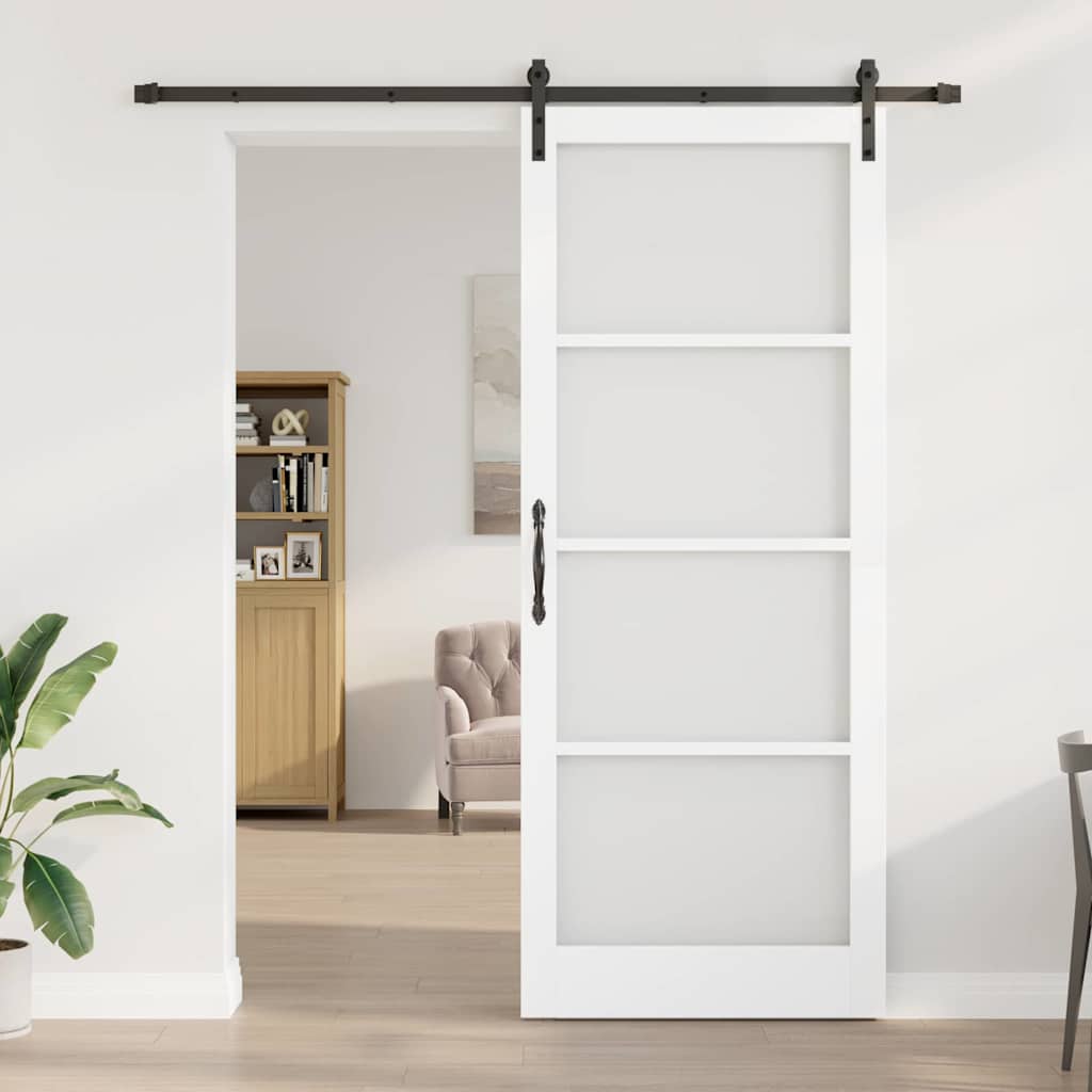 Skyvedør ORKDAL Hvit 93 x 232 cm Massivt furutre og glass