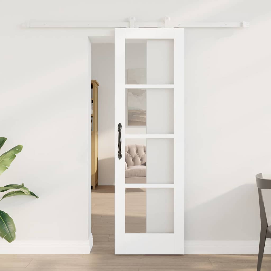 Skyvedør ORKDAL Hvit 61 x 198,5 cm Massivt furutre og glass