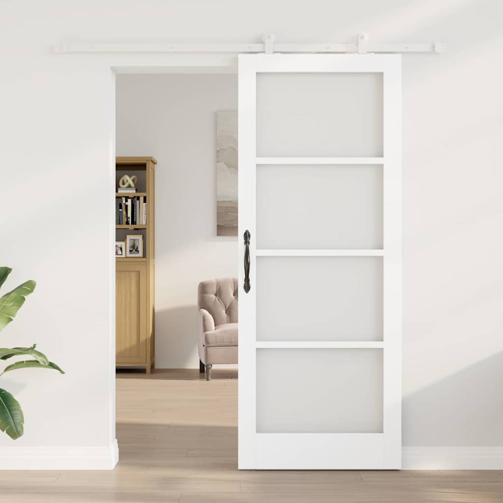 Skyvedør ORKDAL Hvit 83 x 211 cm Massivt furutre og glass