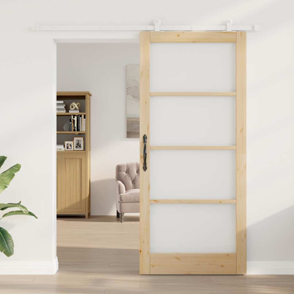 Skyvedør ORKDAL Naturlig 93 x 211 cm Massivt furutre og glass