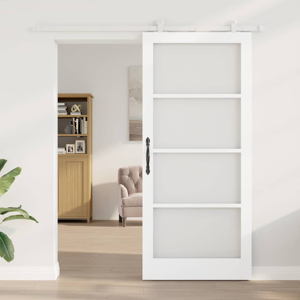 Skyvedør ORKDAL Hvit 93 x 211 cm Massivt furutre og glass