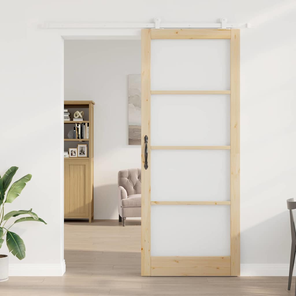 Skyvedør ORKDAL Naturlig 93 x 232 cm Massivt furutre og glass
