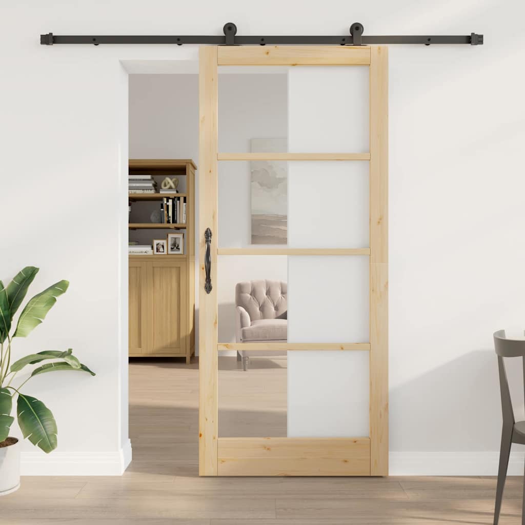 Skyvedør ORKDAL Naturlig 93 x 211 cm Massivt furutre og glass