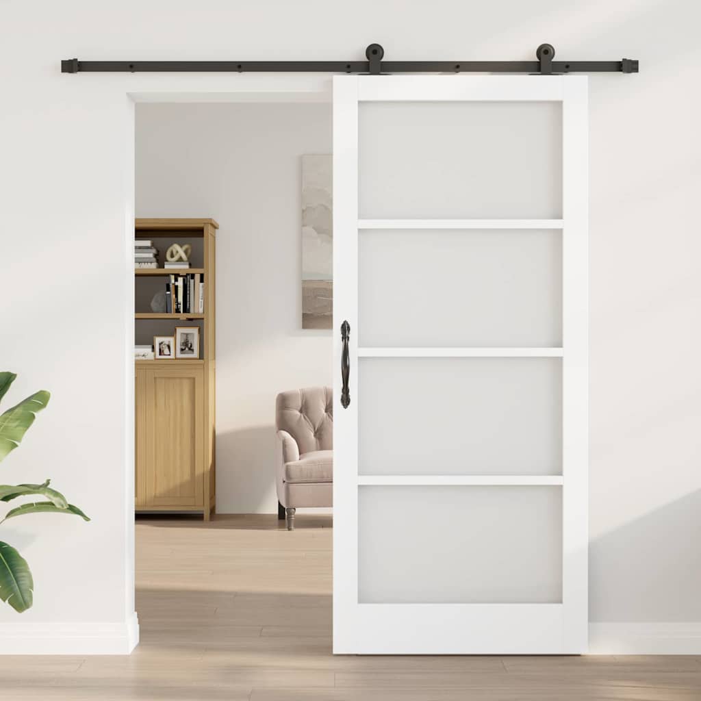 Skyvedør ORKDAL Hvit 93 x 211 cm Massivt furutre og glass