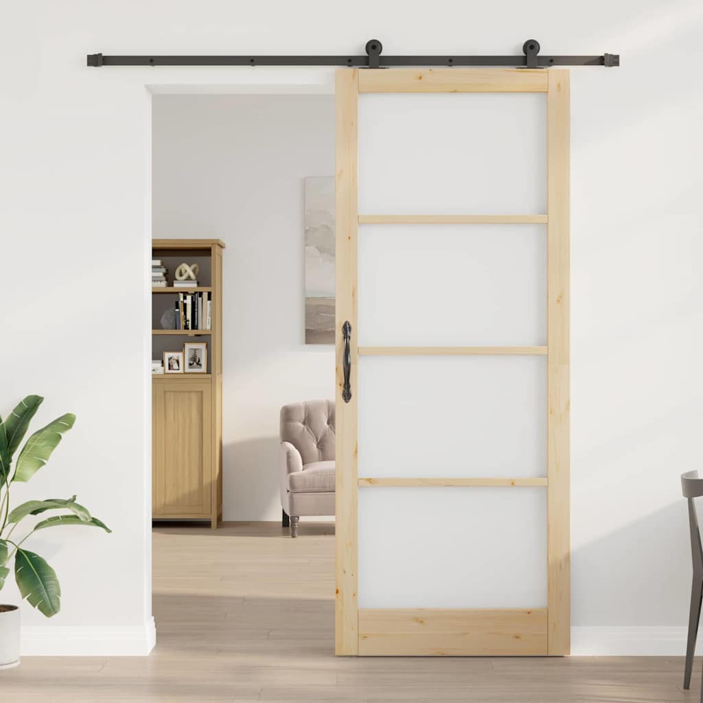 Skyvedør ORKDAL Naturlig 93 x 232 cm Massivt furutre og glass