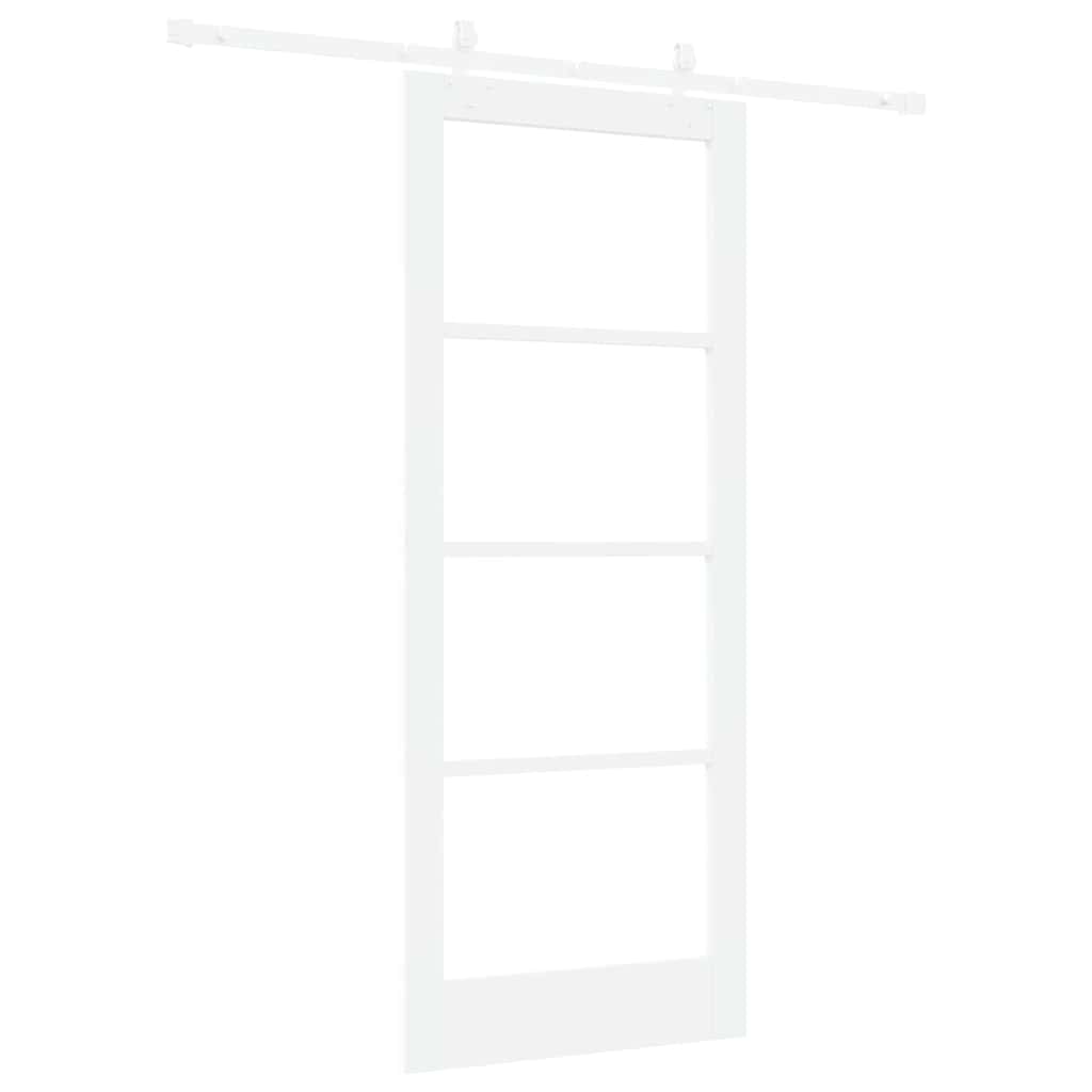 Skyvedør Hvit 83 x 202 cm Massivt furutre og glass