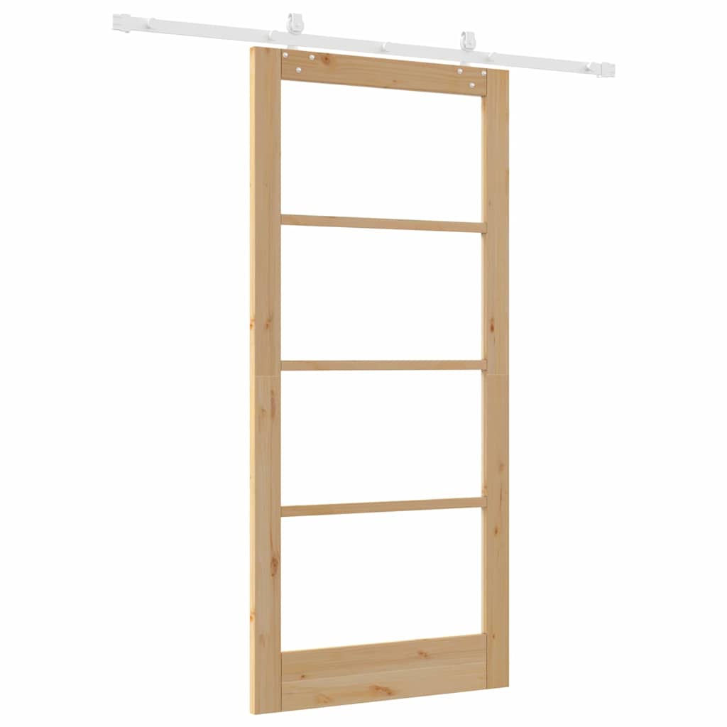 Skyvedør Naturlig 93 x 202 cm Massivt furutre og glass
