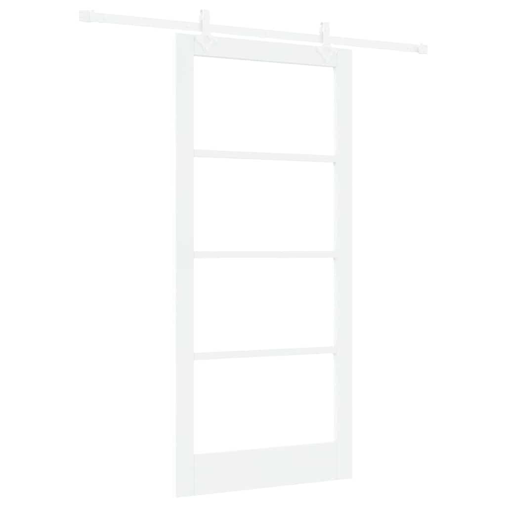 Skyvedør Hvit 93 x 202 cm Massivt furutre og glass