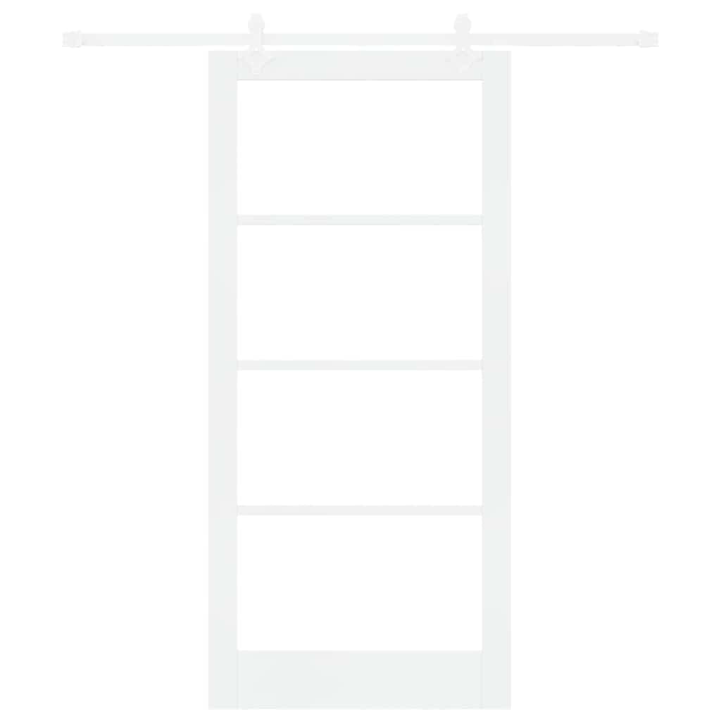 Skyvedør Hvit 93 x 202 cm Massivt furutre og glass