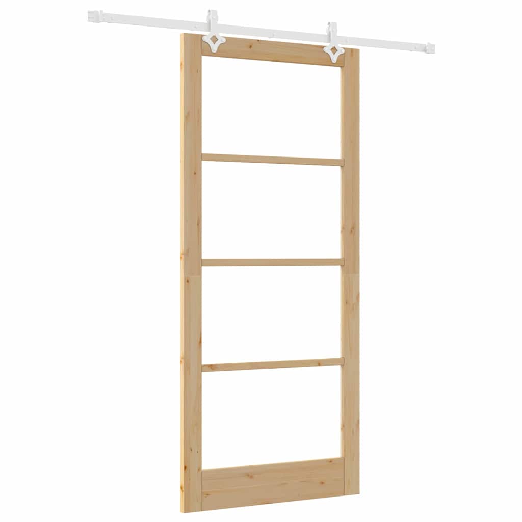 Skyvedør Naturlig 93 x 211 cm Massivt furutre og glass