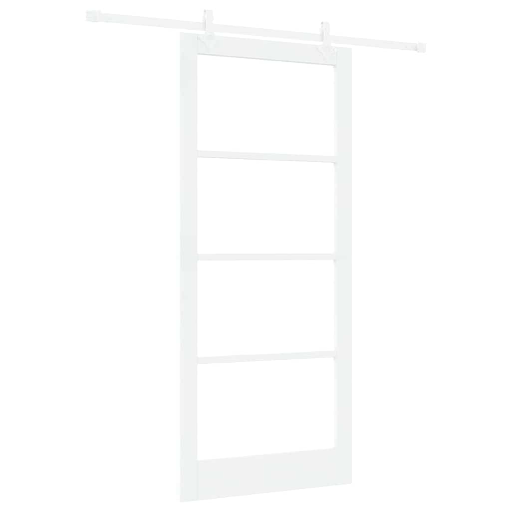 Skyvedør Hvit 93 x 211 cm Massivt furutre og glass