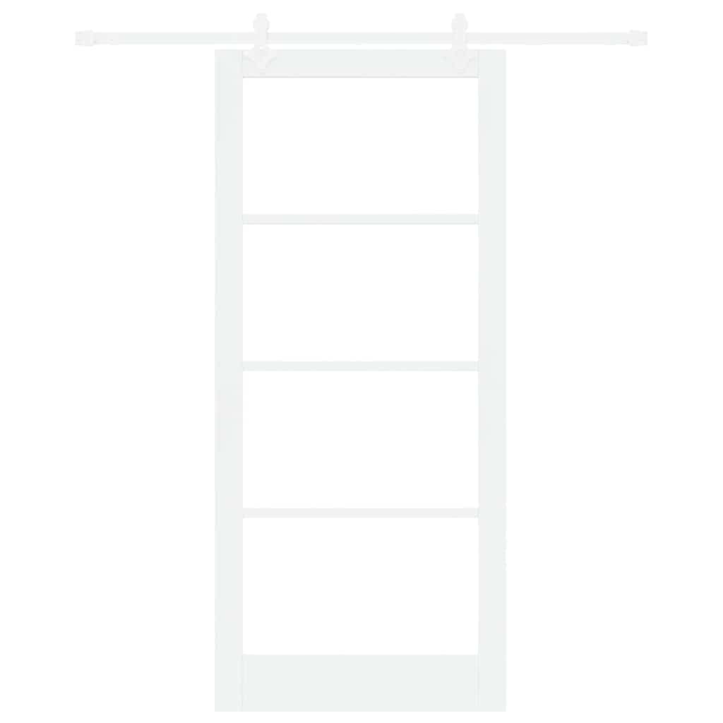 Skyvedør Hvit 93 x 211 cm Massivt furutre og glass