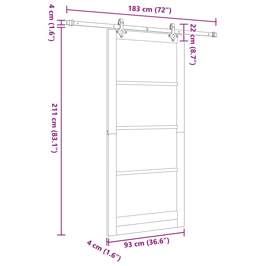 Skyvedør Hvit 93 x 211 cm Massivt furutre og glass