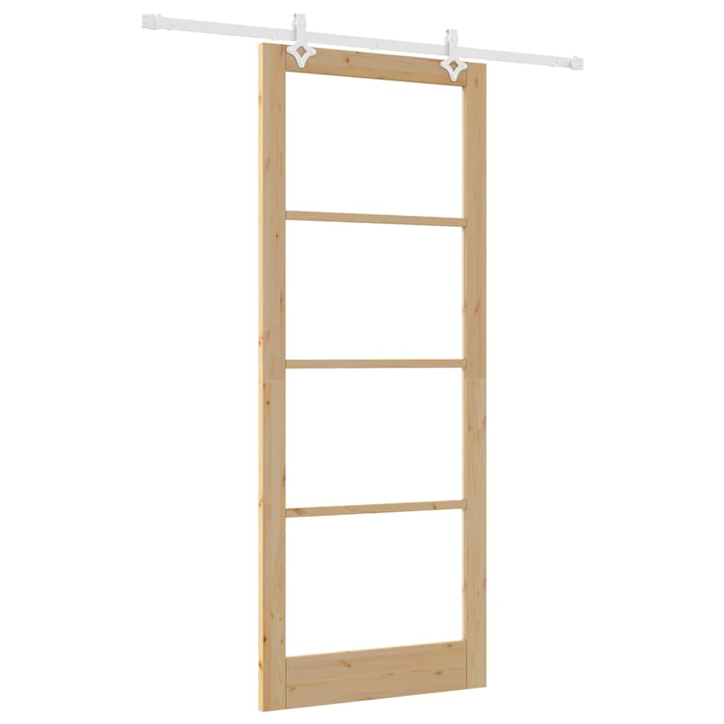 Skyvedør Naturlig 93 x 232 cm Massivt furutre og glass