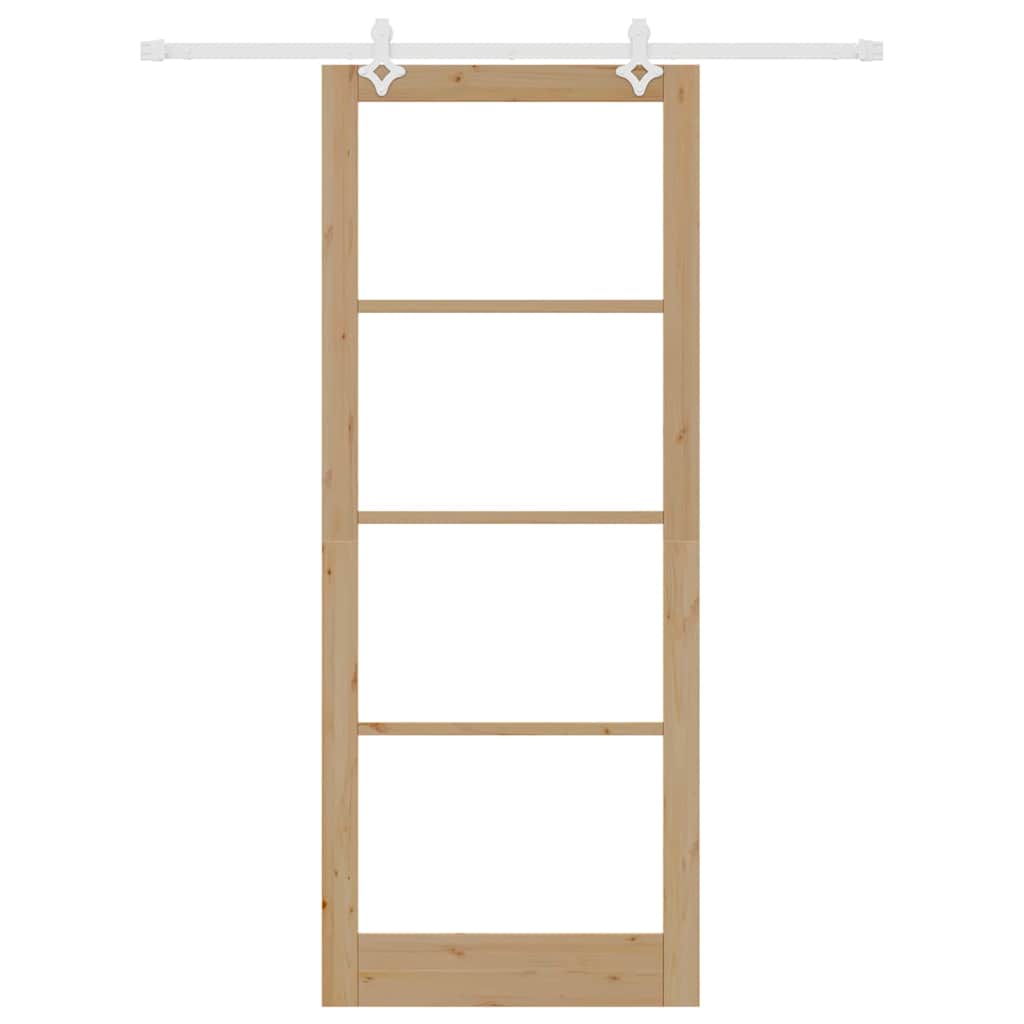 Skyvedør Naturlig 93 x 232 cm Massivt furutre og glass