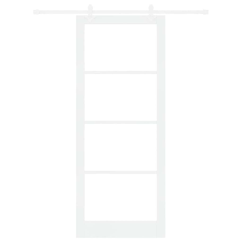 Skyvedør Hvit 93 x 232 cm Massivt furutre og glass