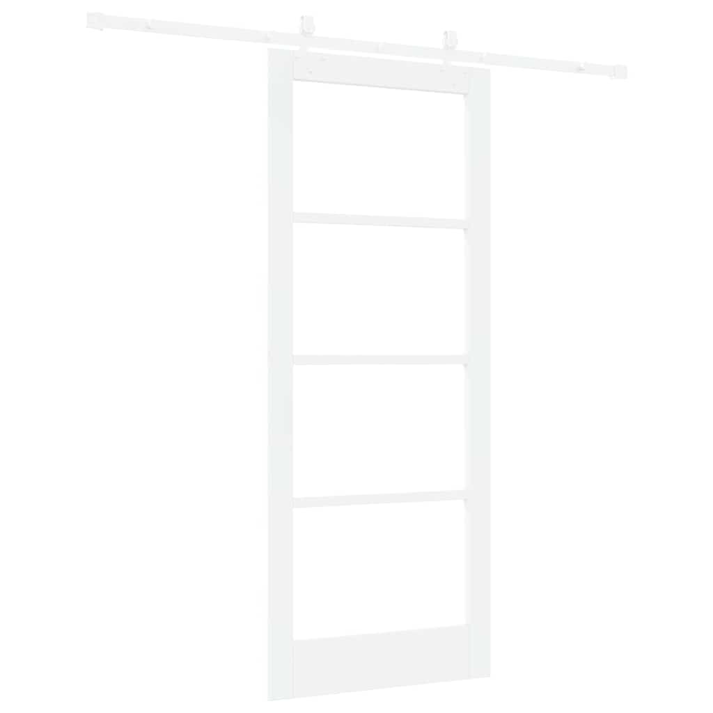 Skyvedør Hvit 83 x 202 cm Massivt furutre og glass