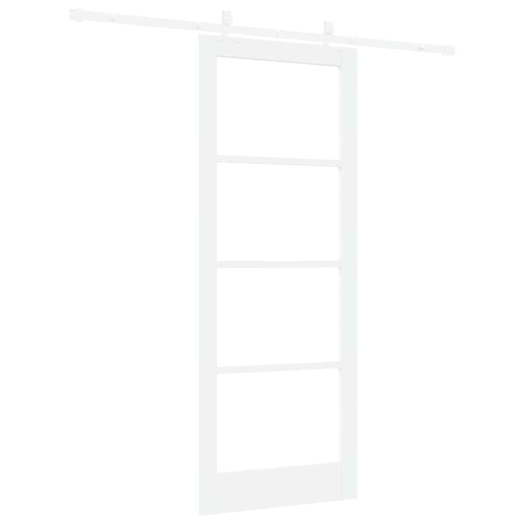 Skyvedør Hvit 83 x 211 cm Massivt furutre og glass