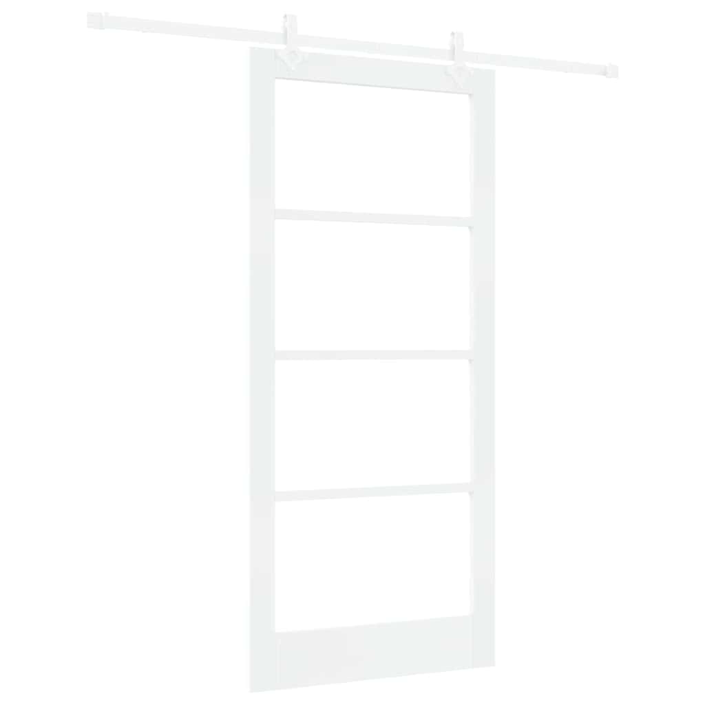 Skyvedør Hvit 93 x 202 cm Massivt furutre og glass