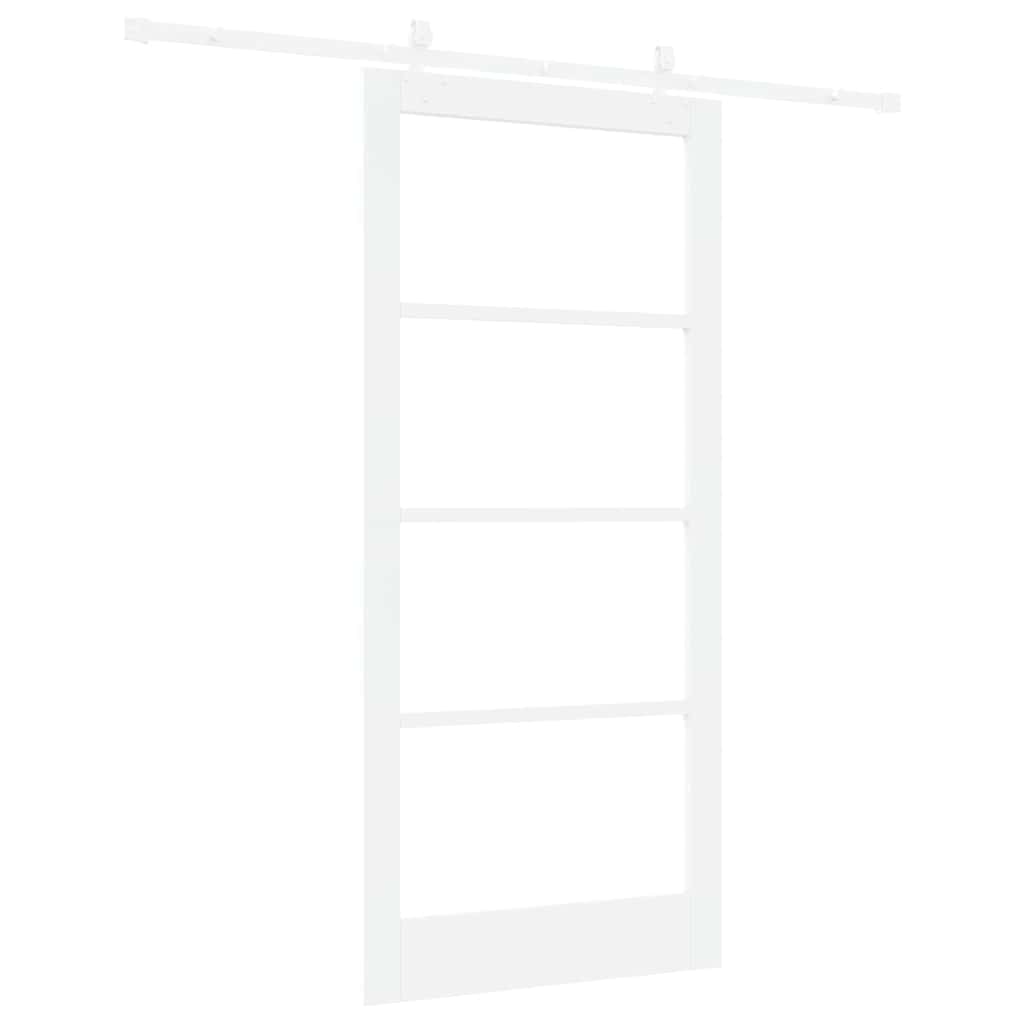 Skyvedør Hvit 93 x 202 cm Massivt furutre og glass