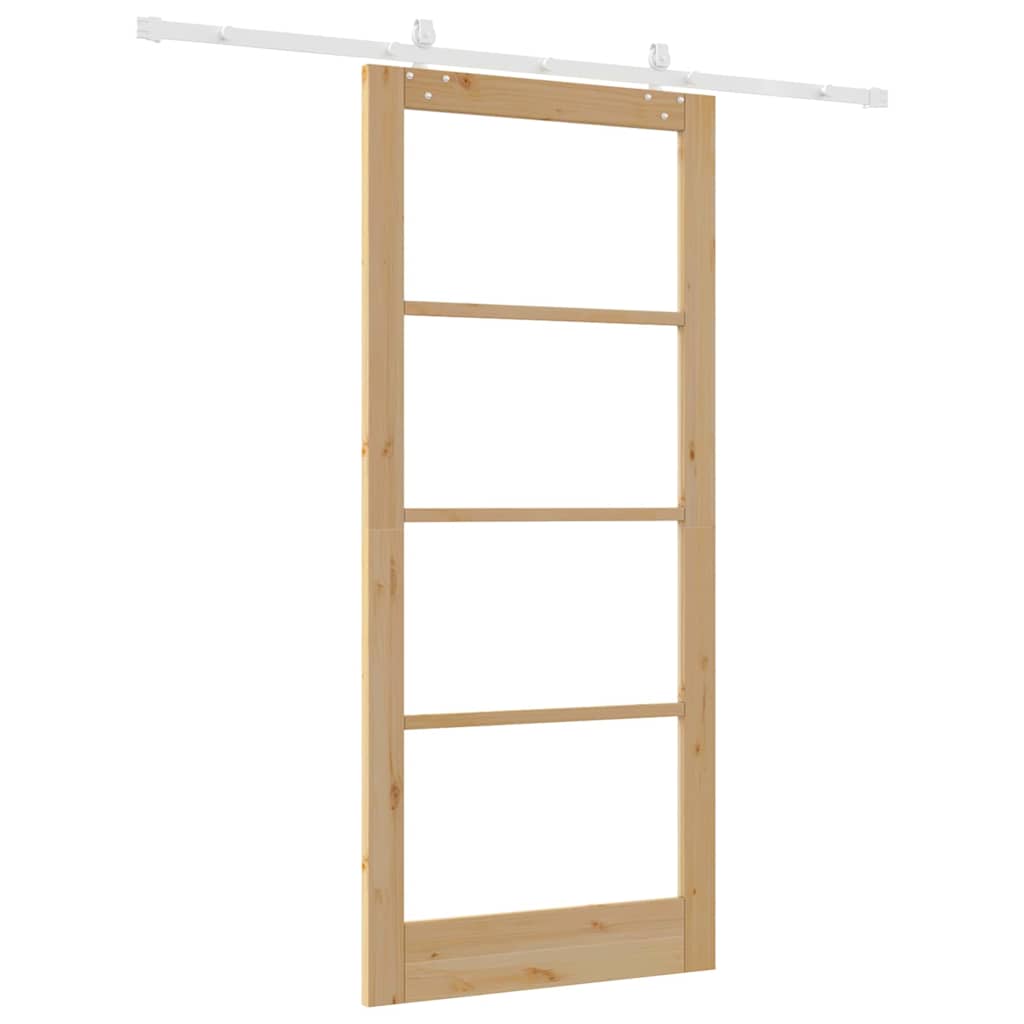 Skyvedør Naturlig 93 x 211 cm Massivt furutre og glass