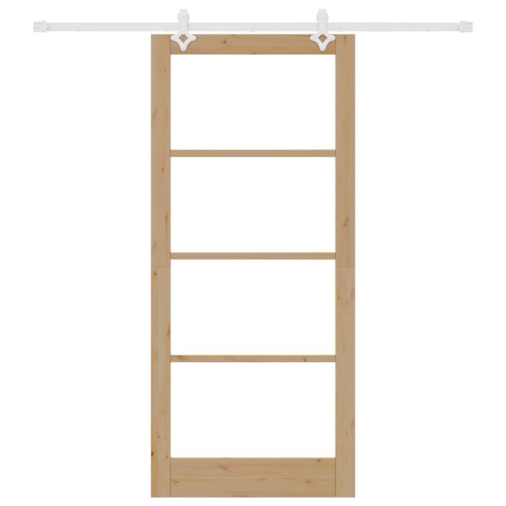 Skyvedør Naturlig 93 x 211 cm Massivt furutre og glass