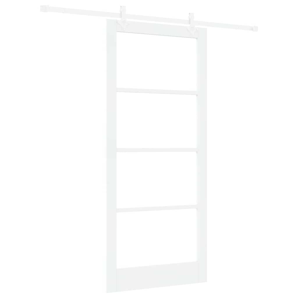Skyvedør Hvit 93 x 211 cm Massivt furutre og glass