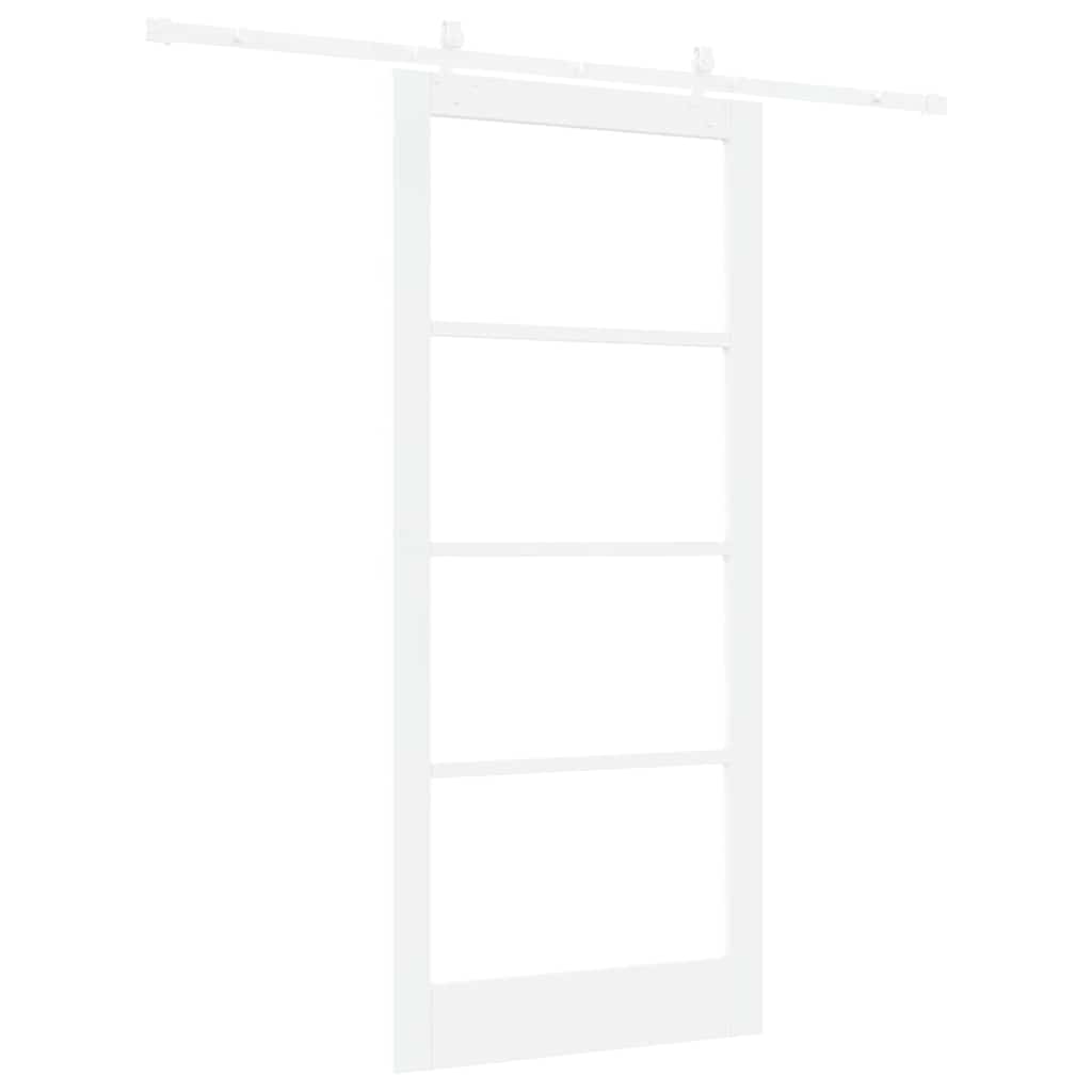 Skyvedør Hvit 93 x 211 cm Massivt furutre og glass