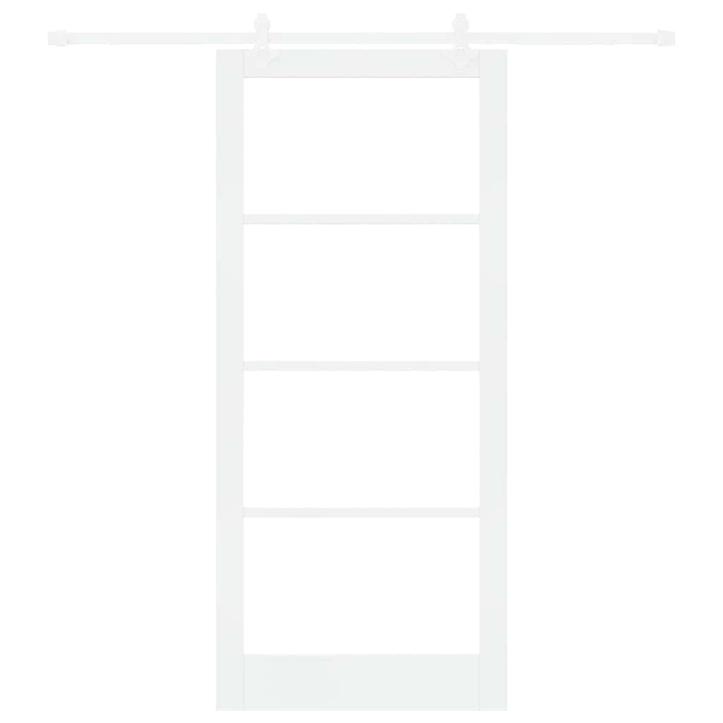 Skyvedør Hvit 93 x 211 cm Massivt furutre og glass