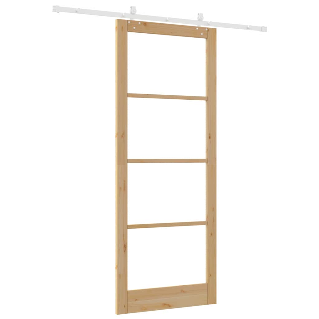 Skyvedør Naturlig 93 x 232 cm Massivt furutre og glass